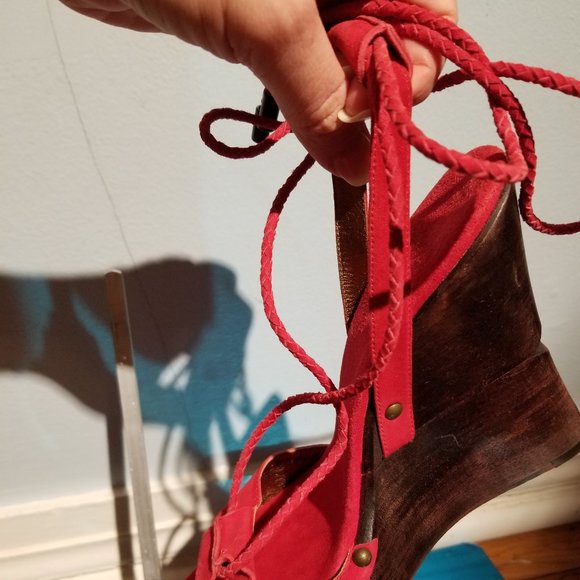 Diane Von Furstenberg Wood Wedges Sandals Sz 8.5 - Picture 3 of 6